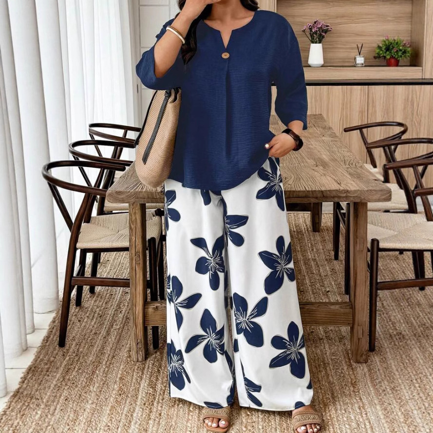 European and American Retro Casual Loose Two-Piece Suit