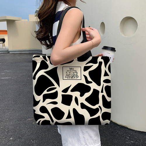 Canvas bag women's large capacity 2024 new shoulder bag original student class versatile shoulder bag handheld tote bag
