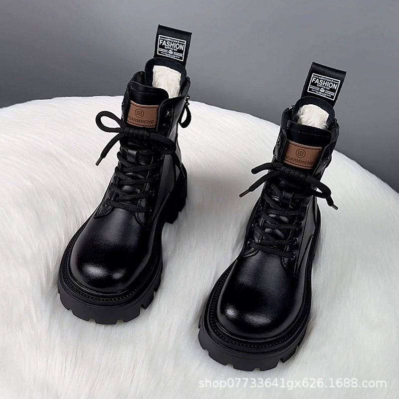 Martens, модные универсальные полусапожки в английском стиле на платформе, натуральная кожа, британский стиль, 2024 год, осень, интернет-знаменитость