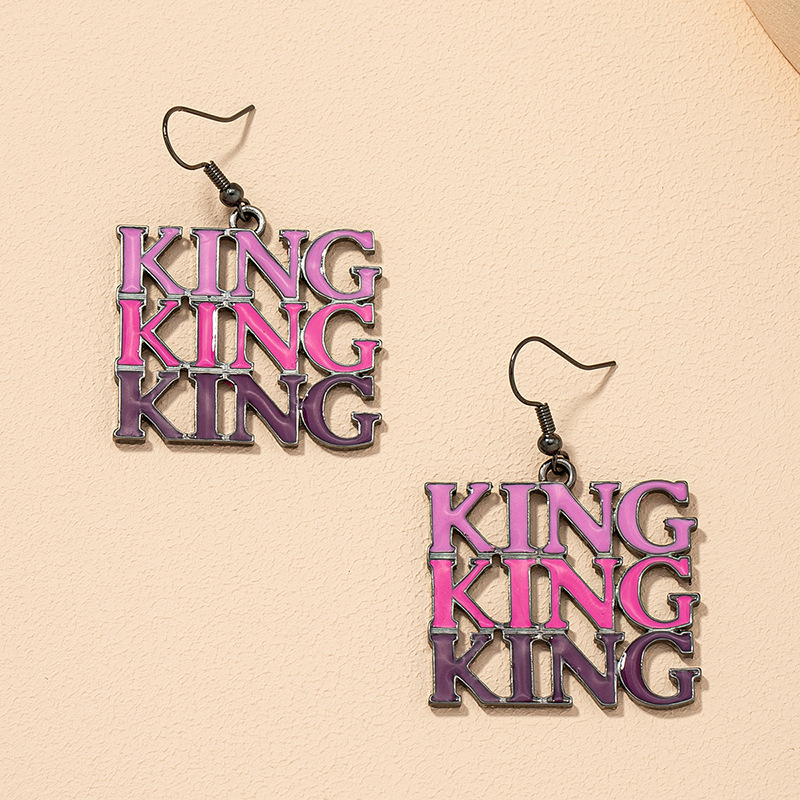 Fashion Letter King Earrings display picture 5