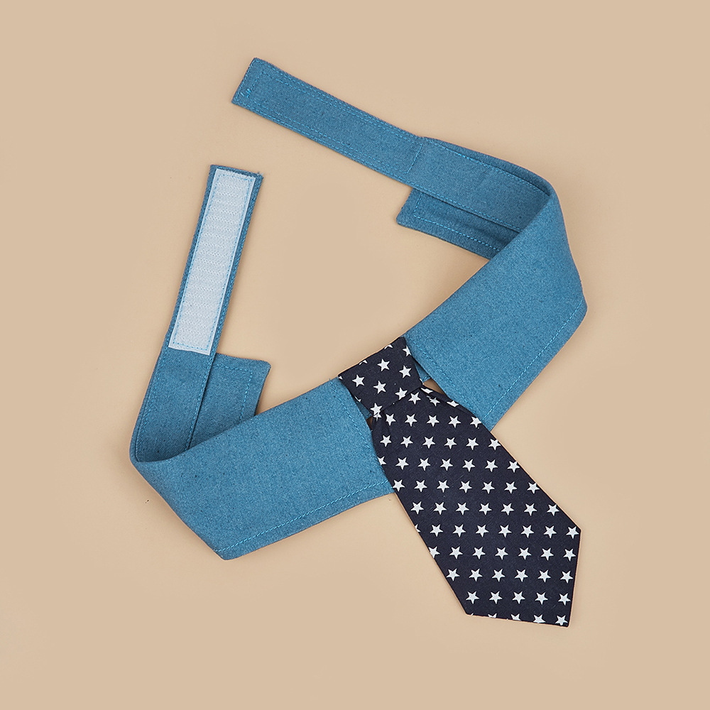 Tanpopo nueva mascota de algodón de mezclilla corbata estrella de cinco puntas patrón de ropa para mascotas corbata de perro casual