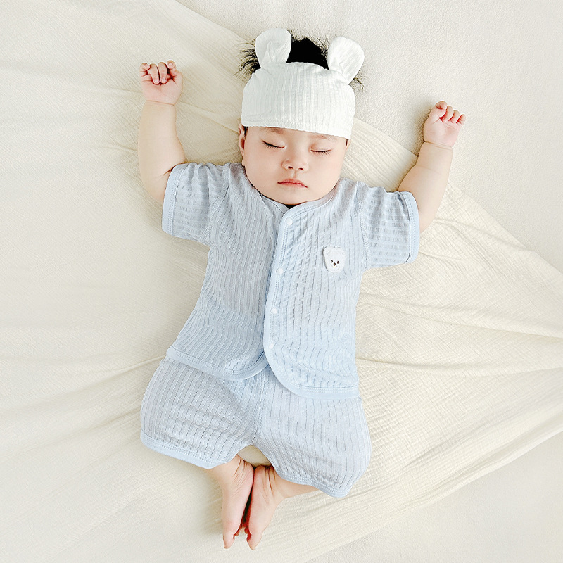 Conjunto de verano para bebé, pijamas infantiles finos de manga corta con abertura en la entrepierna, ropa de verano para niños y niñas para salir, ropa de bebé