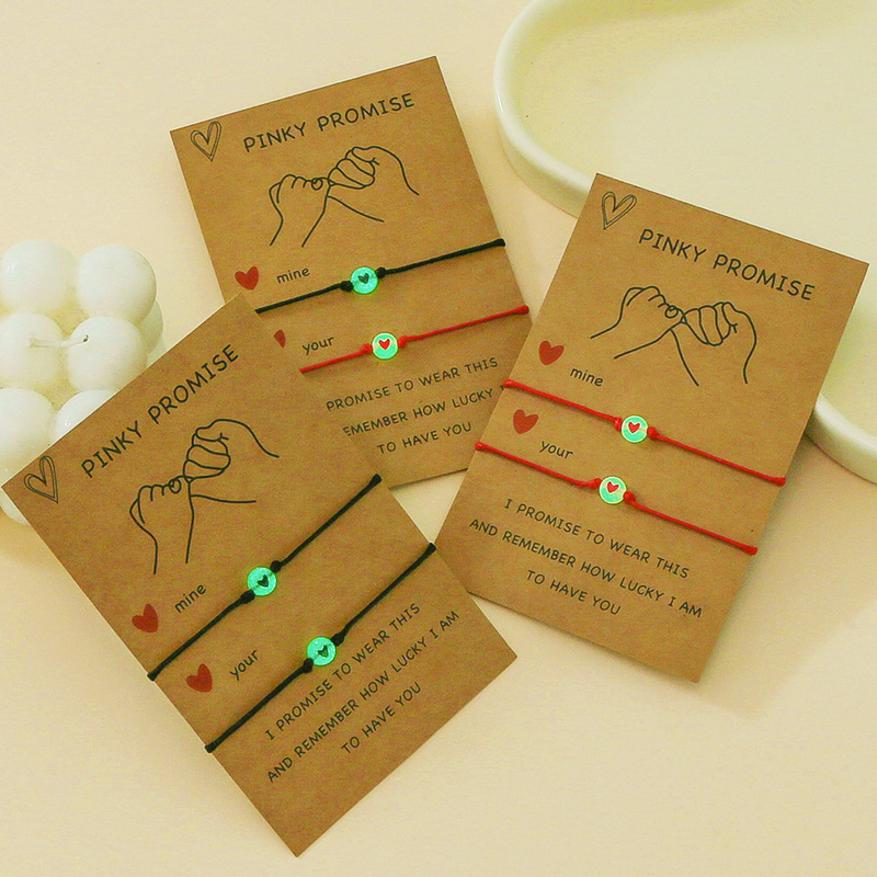 Cross-border New European and American Simple Luminous Love Lucky Beads Friendship Couple Hook Card Bracelet Adjustable Bracelet Cross-border New European and American Simple Luminous Love Lucky Beads Friendship Couple Hook Card Bracelet Adjustable Bracelet