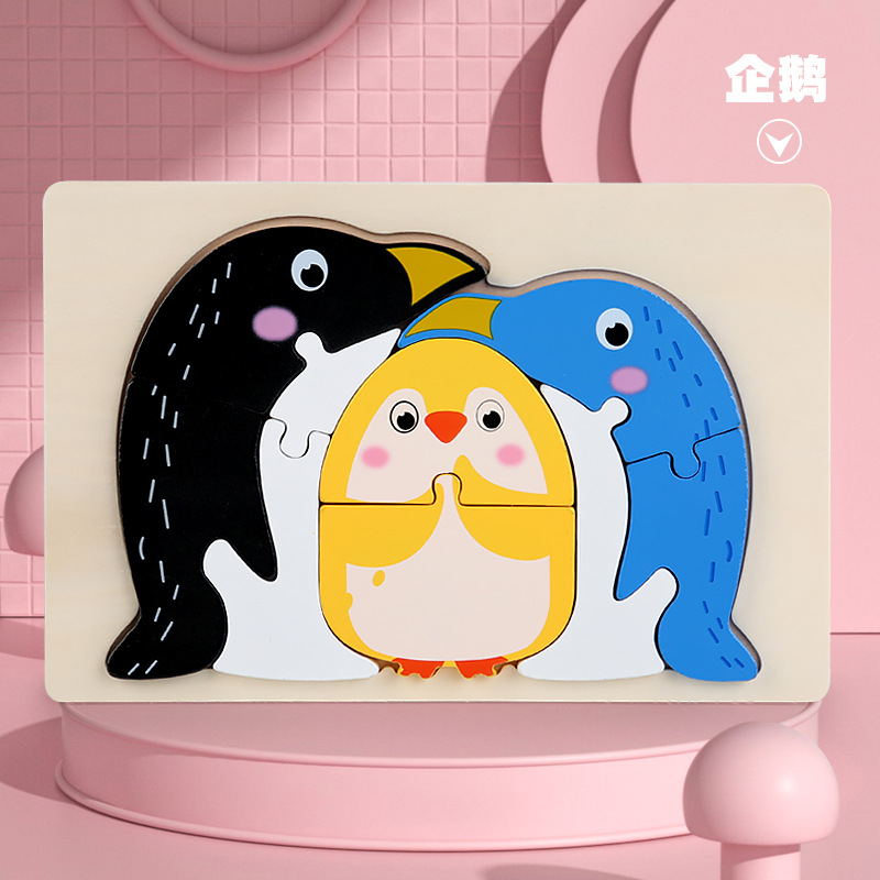 Nuevos ocho rompecabezas de animales de dibujos animados de madera para niños