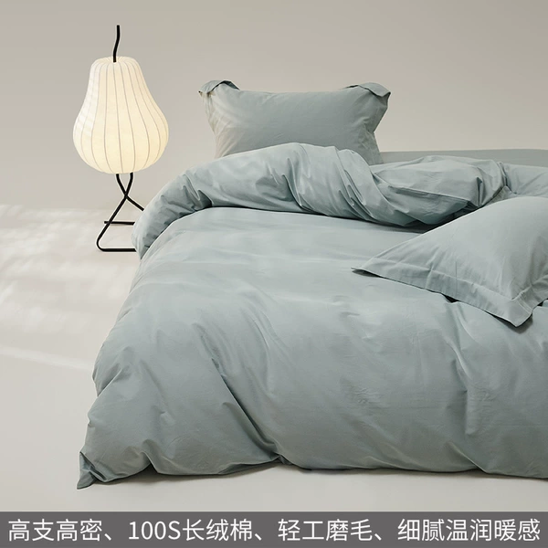 100 long velvet cotton furry quilt cover-Egg green (Autumn and winter style)