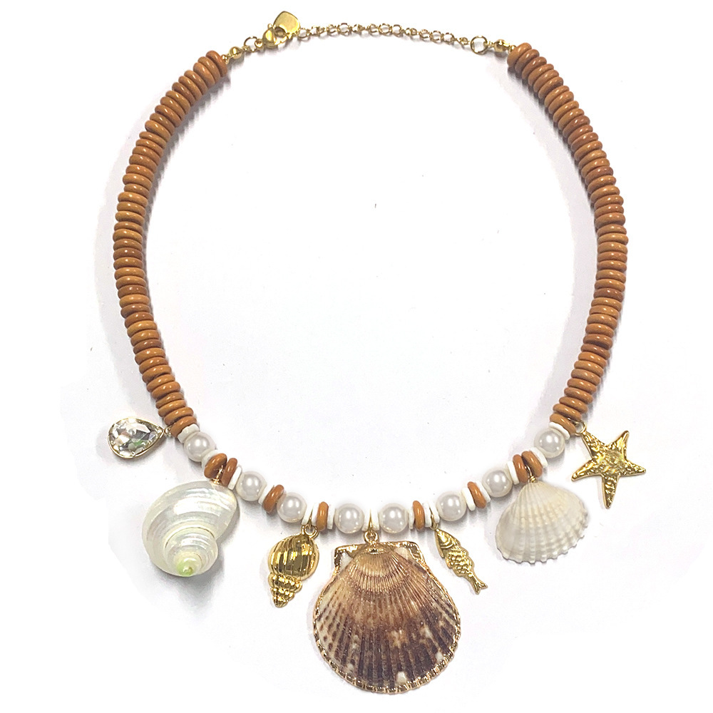 Titanium Steel Chain Material Wholesale Jewelry Exaggerated Marine Style Shell Fish Titanium Steel Necklace