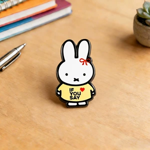 Classic Cartoon Brooch if You Say White Rabbit Badge Love Slogan Enamel Pin Fashion Collar Decoration Gift