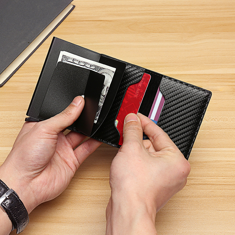RFID-Kohlefaser-Herren-Geldbörse, Kartenhalter, Herren-Geldbörse, kurze Außenhandels-Multifunktions-Geldbörse, Herren-Geldbörse_voghion.com