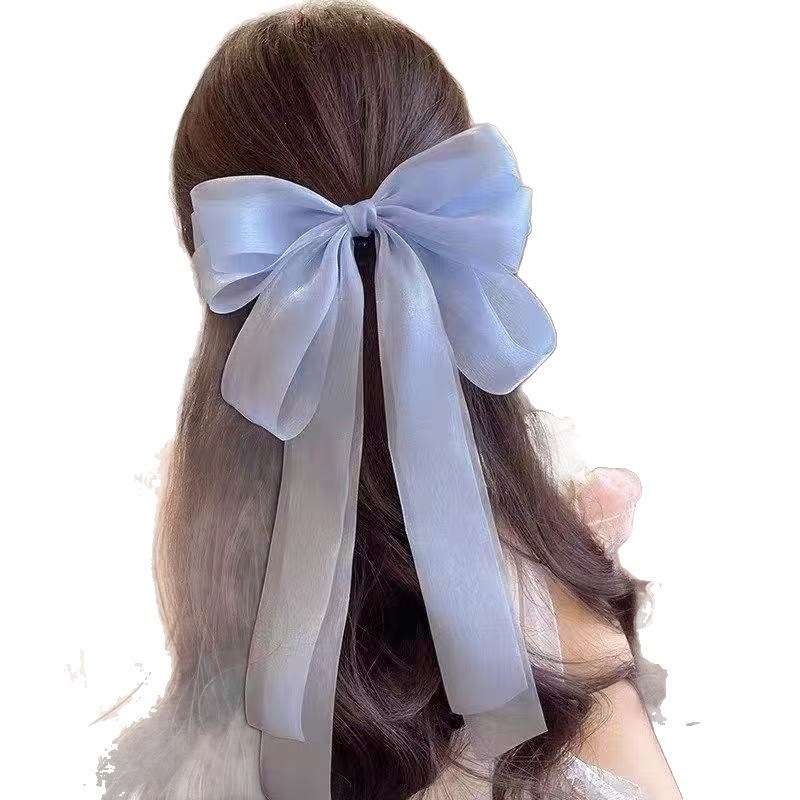 Super-grande correa arco tocado clips de cabello de niña detrás de la cabeza elegante clip de resorte rojo de alta sensación de cinta para el cabello