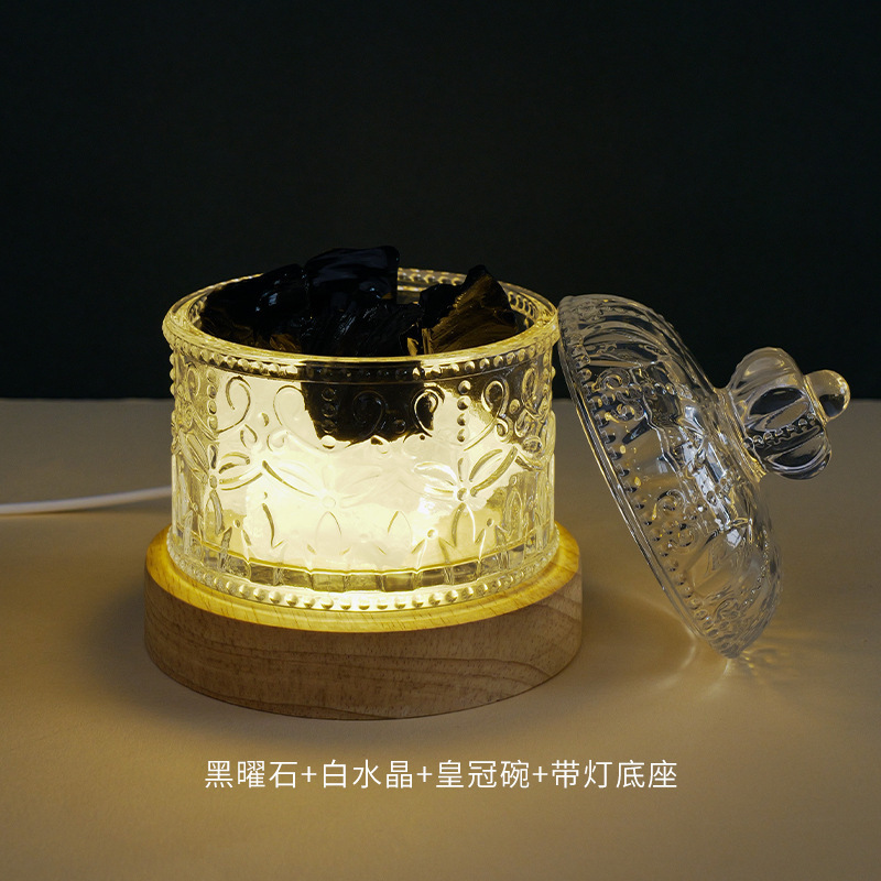 天然紫白粉水晶オレンジ塩石蛍石クリスタル原石無火ディフューザーストーンホームインテリアアロマセラピー常夜灯|undefined