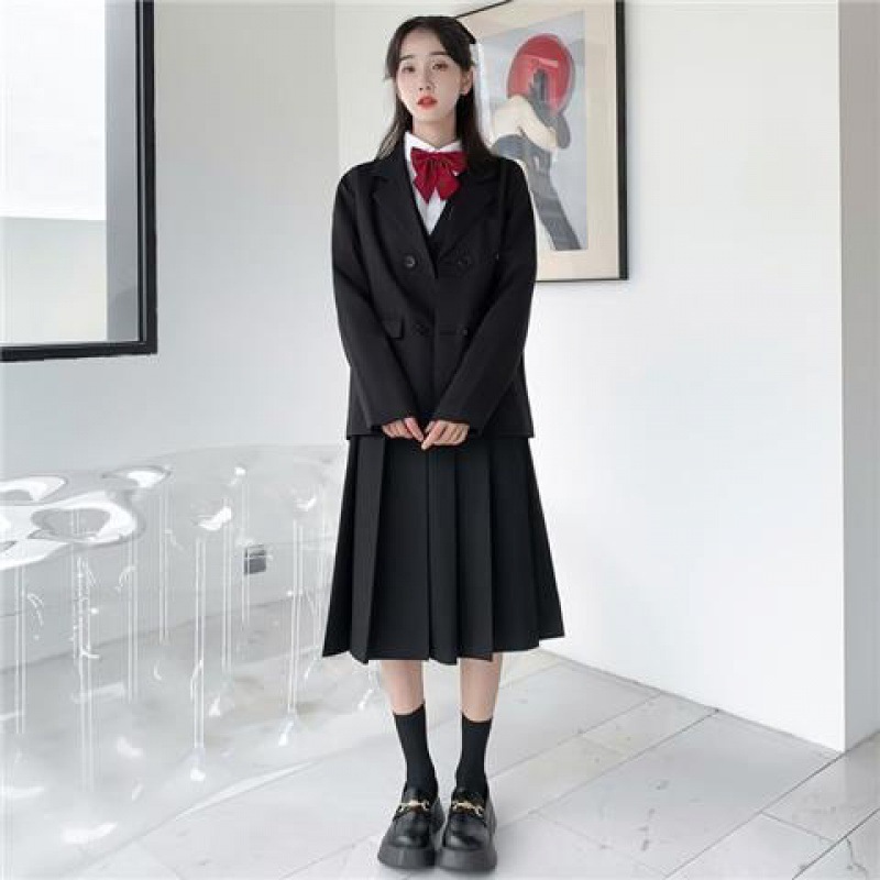 春秋学院风JK制服长裙大合唱演出服套装高中学生校服班服西装外套|undefined