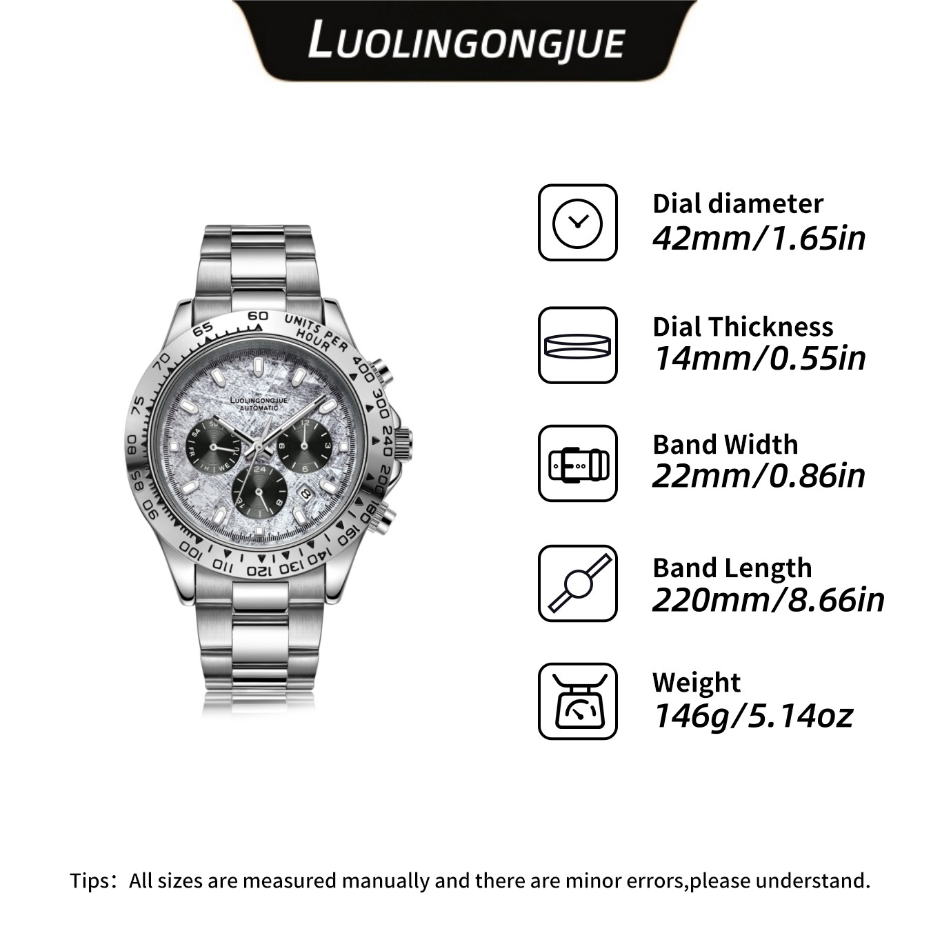 Reloj Mecánico Automático Duke of Lorraine 1954 TikTok Live, Multifuncional, Resistente al Agua, Luminoso, para Hombre, con Meteorito