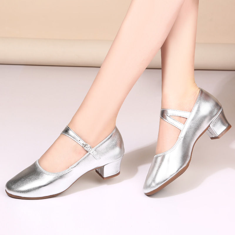 Children's Dance Shoes, Girls' Modern Dance Shoes, Kidsren's Uyghur Dance Shoes, Silver Dance Shoes, Soft-Soled Xinjiang Dance Shoes for Performance