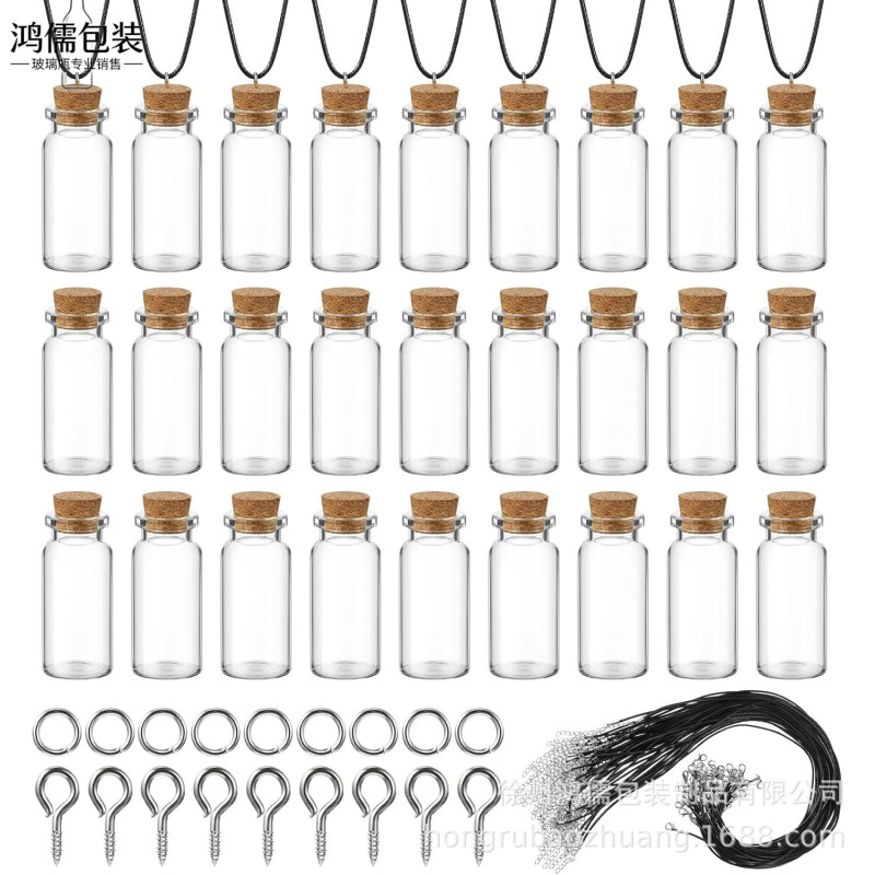 Factory Direct Sale Openable Mini Glass Bottle Necklace DIY Fetal Hair Bottle Pendant Colorful Gravel Wishing Bottle Pendant Factory Direct Sale Openable Mini Glass Bottle Necklace DIY Fetal Hair Bottle Pendant Colorful Gravel Wishing Bottle Pendant