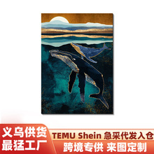 厂家直销高清喷绘油画布壁画实木内框画跨境批发亚马逊客厅装饰画