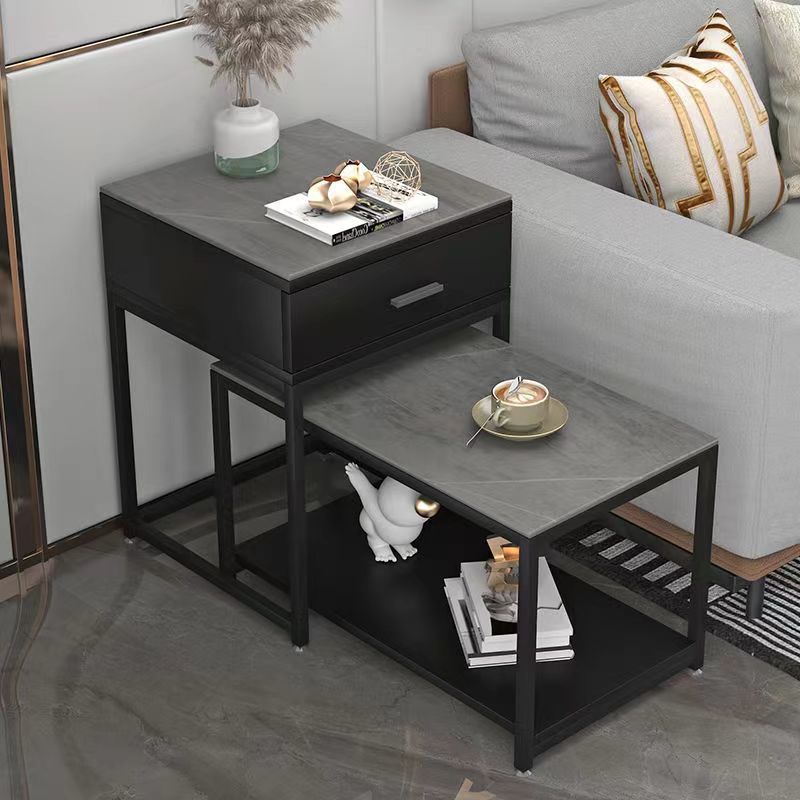 Sofá de tabla de roca simple armario lateral sala de estar móvil pequeño tablero de té al lado del armario lateral sofá cuadrado lujoso ángulo mesas