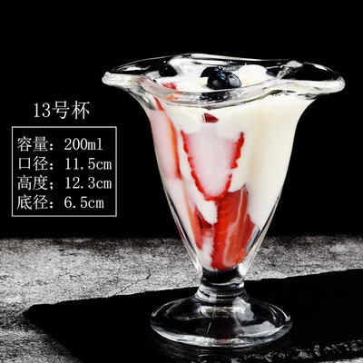 Tazón de yogur de vidrio Taza de postre de frutas Taza de helado Tazón de polvo de hielo Taza de desayuno creativa Taza de batido Taza de helado de bebida fría