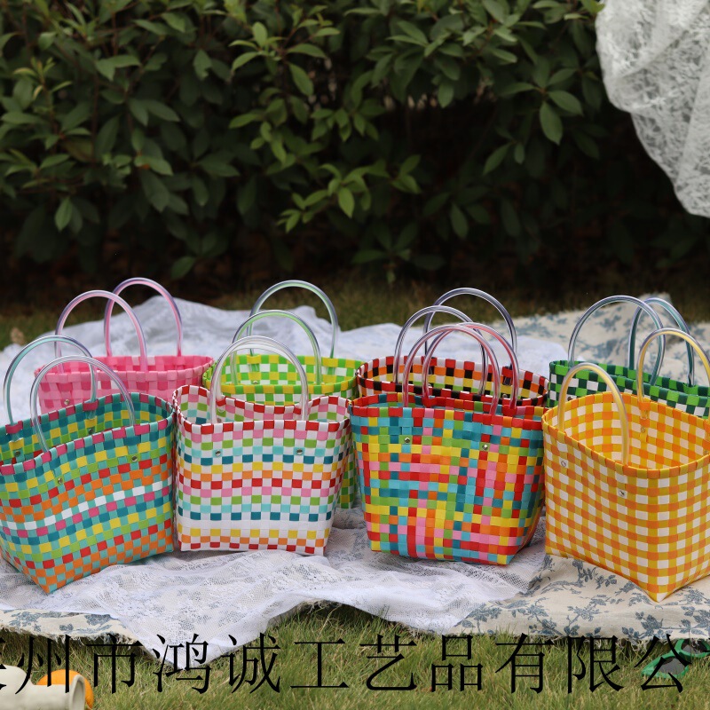 Hand-Woven Bag Large Capacity DIY Vegetable Basket Beach Bag Handbag Holiday Gift Bag Women's Handmade Handbag