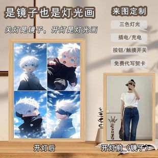 Five Enlightenment Spells Back to War Mirror Lighting Paintings Surrounding Creative Design Stereo Luminous Photo Frame Painting Night Light