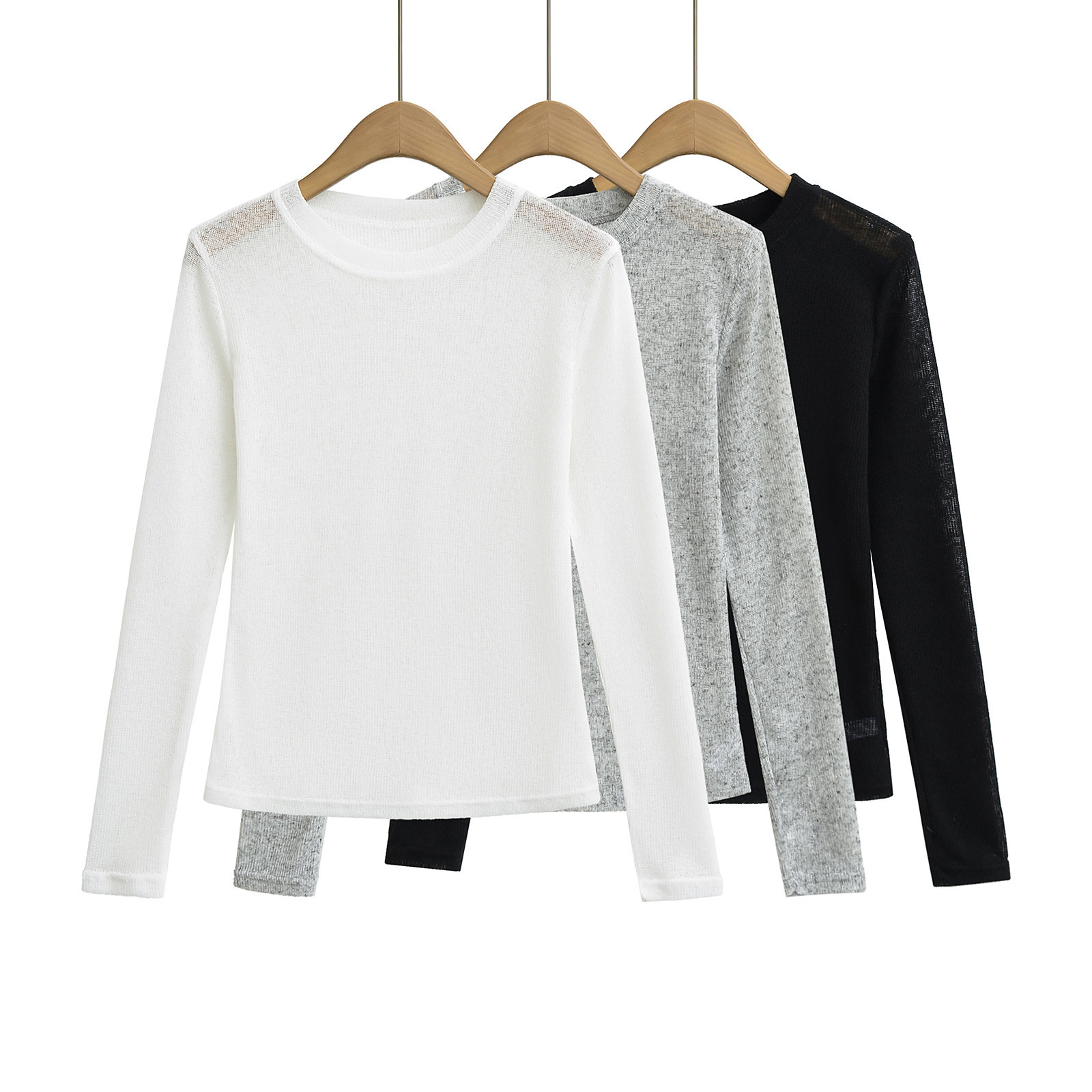 Summer light and thin breathable long-sleeve with a round collar