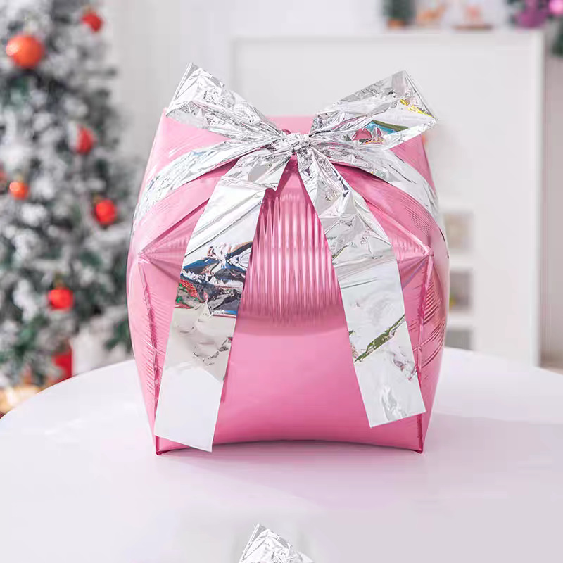 22 pulgadas 4D bola cuadrada caja de regalos de globo de película de aluminio decoración de Navidad decoración de globo comercio exterior transfronterizo