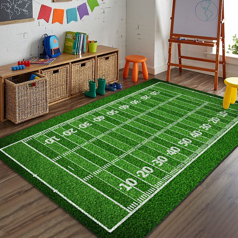 Exportación transfronteriza alfombra de sala de estar gran tamaño alfombra de lana de cristal alfombra de fútbol infantil alfombra de decoración americana resistente a la suciedad