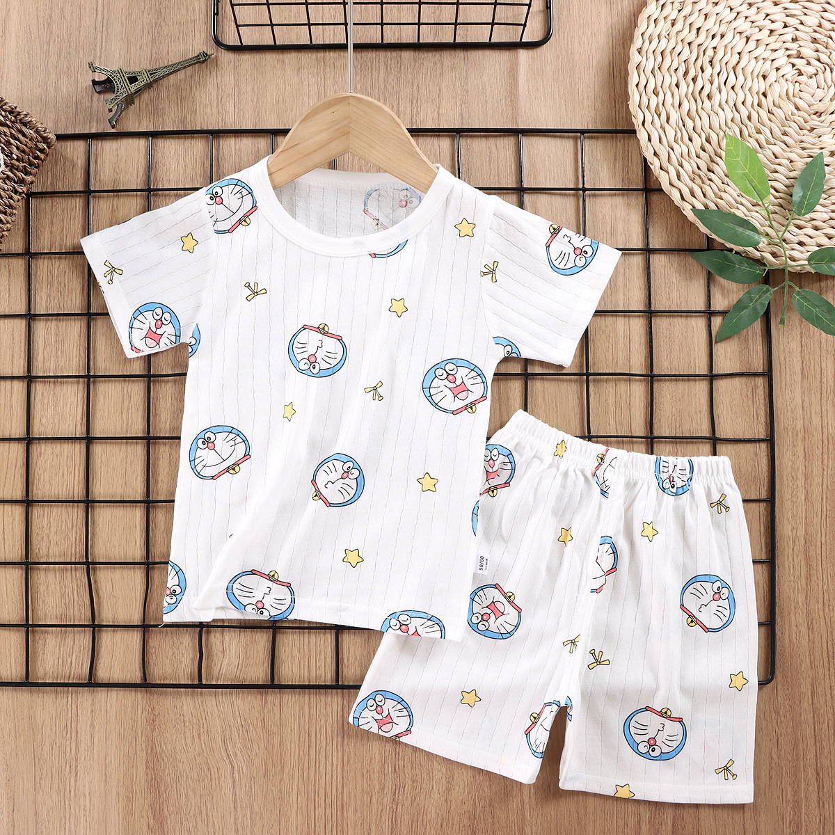 Traje de manga corta para niños de verano pijamas de algodón para Bebés Ropa de aire acondicionado de clase A ropa de verano para Niños y Niñas Ropa Para el hogar