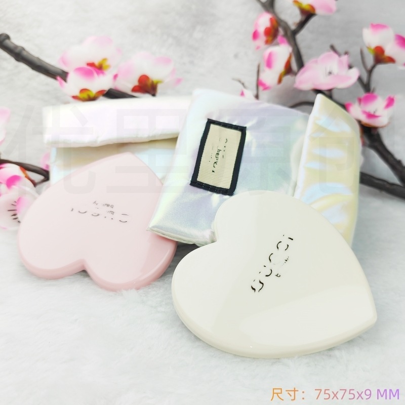 G 홈 휴대용 하트 모양의 거울 휴대용 휴대용 화장품 거울 학생 기숙사 거울 보관 가방 손 선물 로고