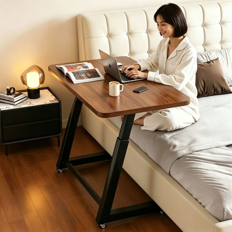 Movable bedroom computer desk, adjustable bedside table, simple home office desk, long table, workbench, student desk