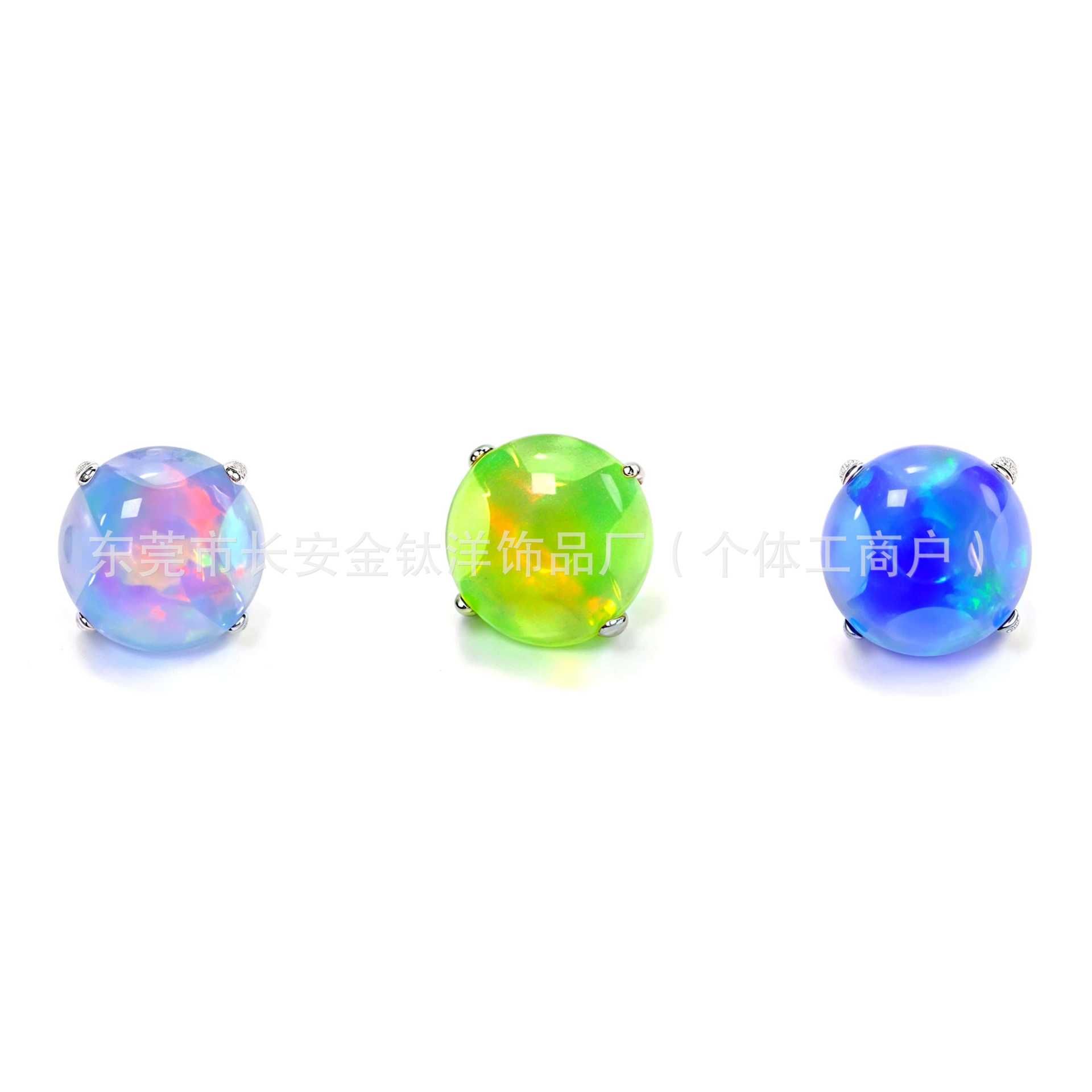 F136 Titanium Flat Back Claw Inlaid Aurora Jelly Opal Labret Stud Earring Cartilage Piercing Jewelry detail image 7
