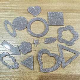 亚克力银粉板切割多形状多规格几何心花形五角星吊饰DIY饰品配件
