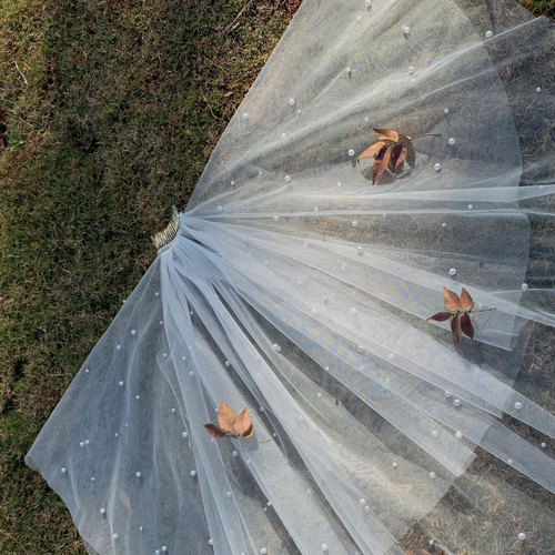  Bridal Veil New Fairy Metal Hair Comb Beads Double-layer Pearl Travel Pat Veil Wedding Accessories