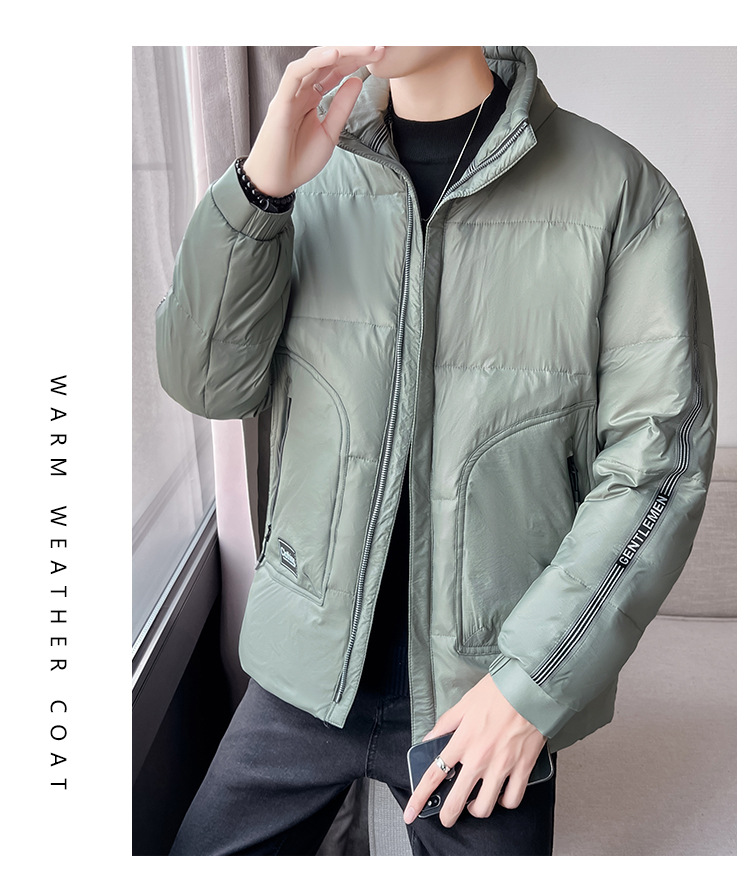 Men's Clothing white duck cotton winter men's cotton jacket men's short thick warm fashion stand collar jacket men_voghion.com