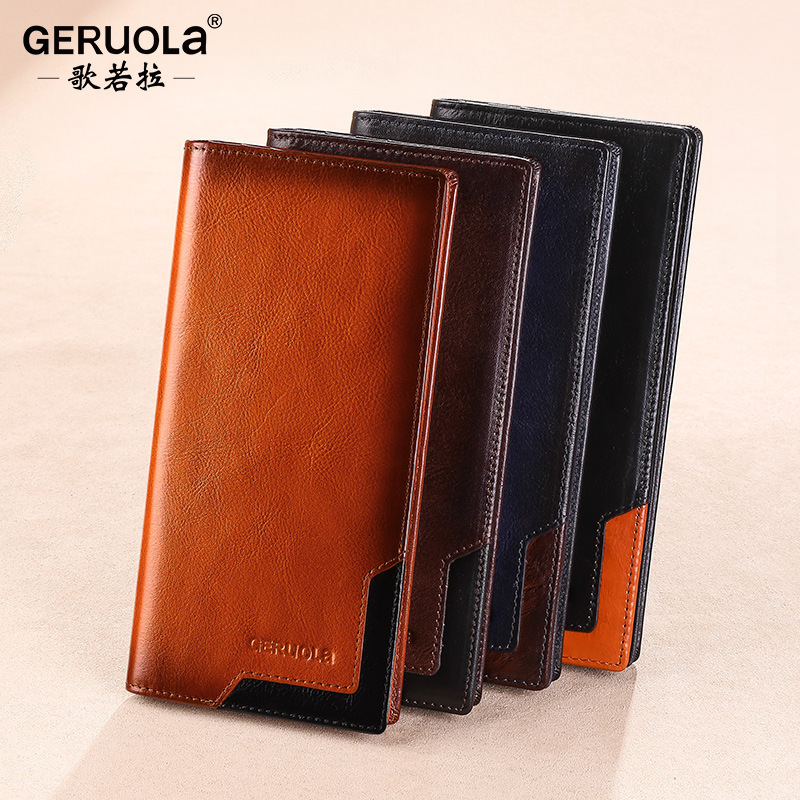 Cartera de cuero para hombre 2025 nueva billetera larga tarjeta de almacenamiento bolso de plata billetera embrague regalo wallet