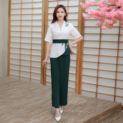 2022夏季新款美容院工作服女美容師足浴技師SPA養生館套裝短袖