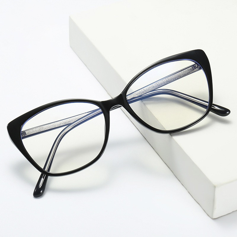 Retro gradiente retrógrado marco de ojos de gato simple protección de la cara de luz azul espejo de luz plana mejora de la cara pequeña grado de uso de gafas miopía