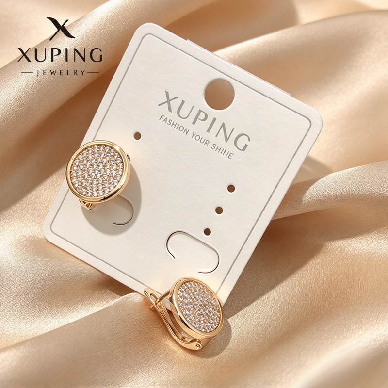 Pendientes de Aro con Zirconia de Aleación de Cobre Bañado en Oro de 18K