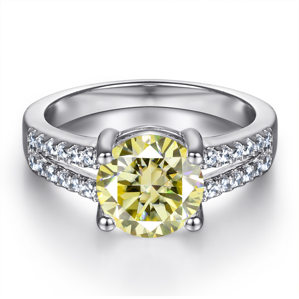 Anillo de plata s925 cabeza de toro clásica 1 quilates anillo de diamante de diamante de doble fila de mujer huevo de paloma anillo de boda en vivo