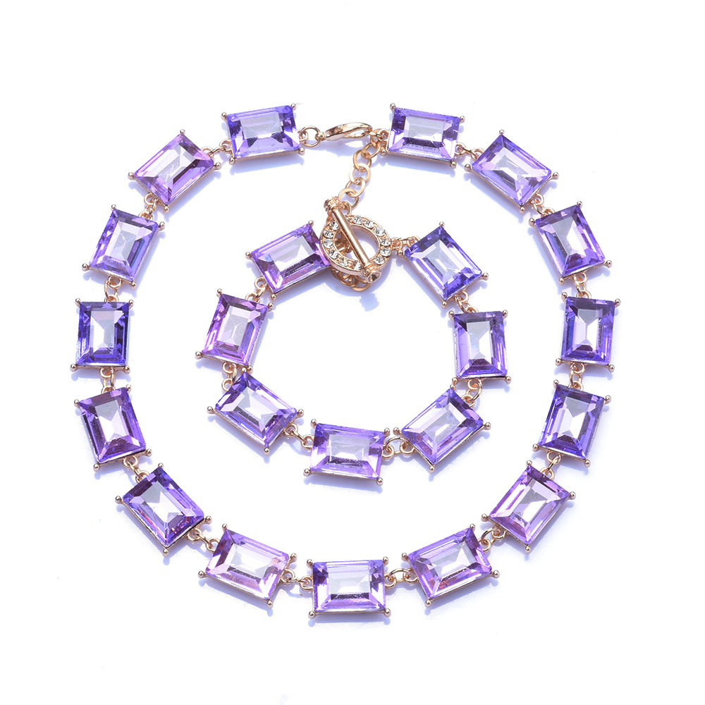 Exaggerated Rectangle Alloy Plating Inlay Artificial Crystal Women's Necklace display picture 3