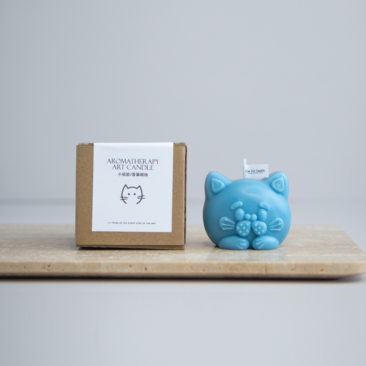 Venta caliente kate en forma de gato vela aromaterapia decoración del hogar regalo de la mano de los niños regalo de cumpleaños al por mayor rojo blanco azul verde