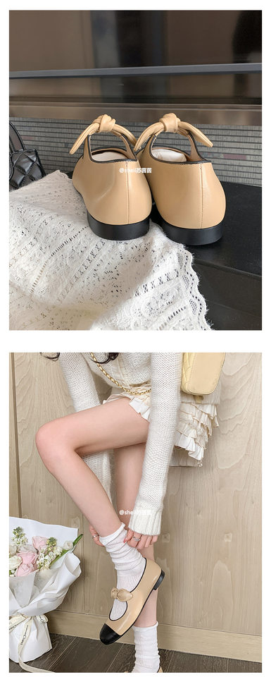 Giày búp bê Mary Jane mũi tròn thắt nơ gót thấp 1-3 cm — Màu đen, Trắng sữa, Đen mơ chi tiết 18