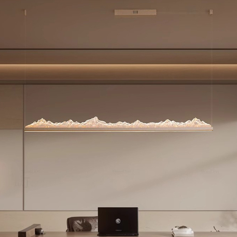 金山餐厅吊灯现代中式茶室设计师创意轻奢一字禅意吧台全光谱中山