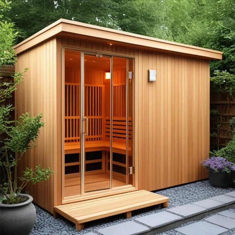 Sala de sauna de aguas termales al aire libre Sala de vapor de sudor doble individual Sala de vapor seco para cuatro personas Sala de vapor de patio multijugador Casa de madera
