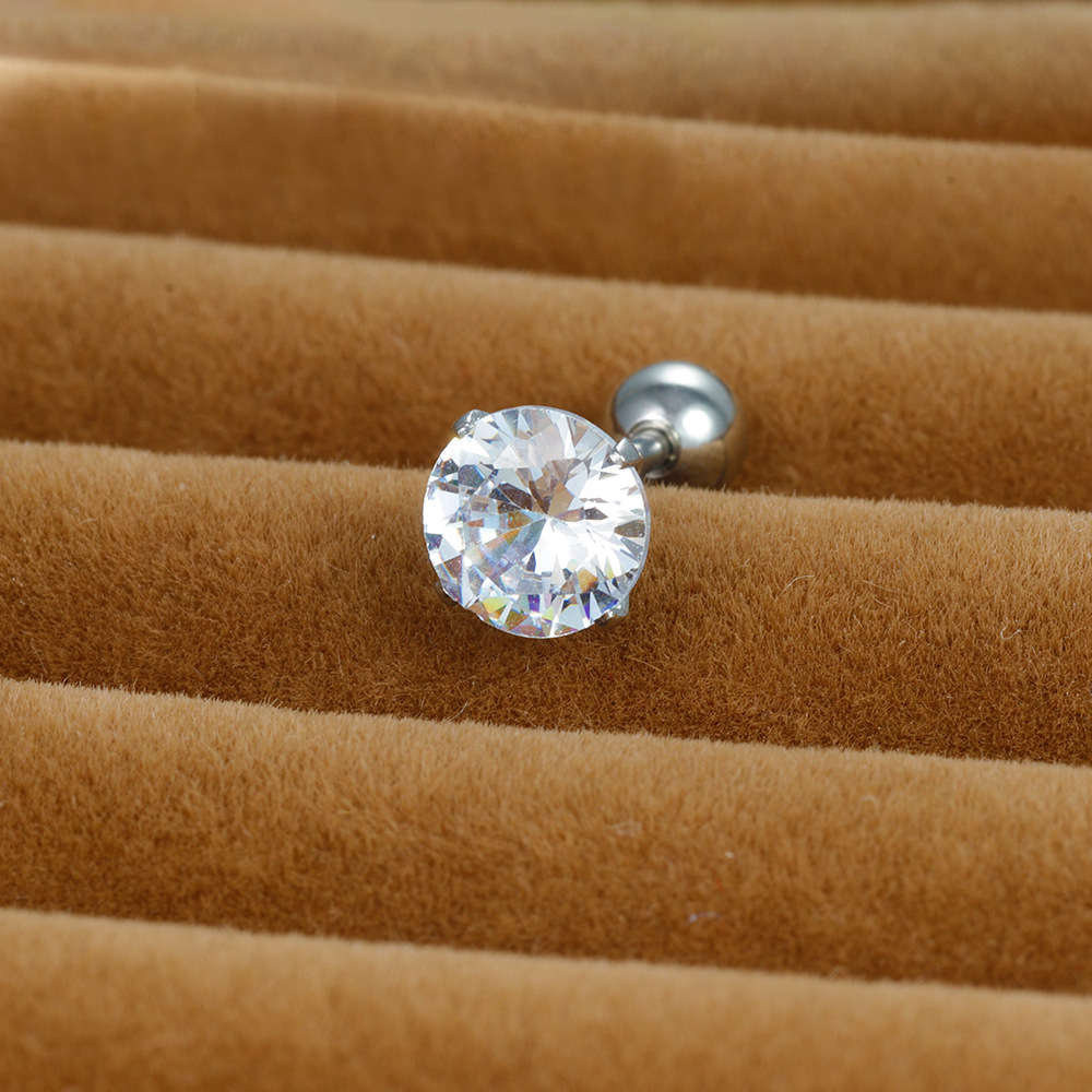 1 Piece Shiny Round Plating Inlay Stainless Steel Zircon Ear Studs display picture 7