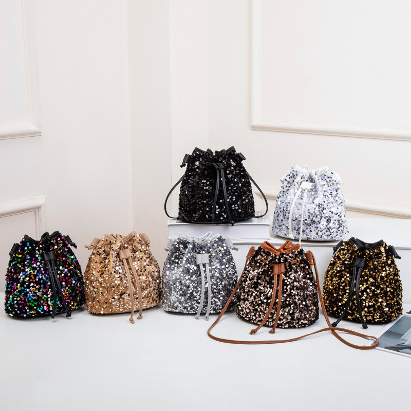 Bolso de moda de sequilla en línea 2025 otoño nuevo estilo versátil bolso de hombro mochila coreano bolso de cubo