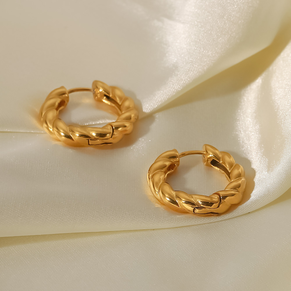 Vintage Style Twist Stainless Steel Hoop Earrings Plating Stainless Steel Earrings
