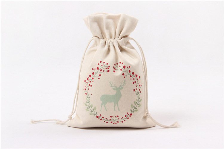 A245 logo printed canvas storage bag with drawstring closure, gift pocket, portable for Christmas packaging gifts undefined