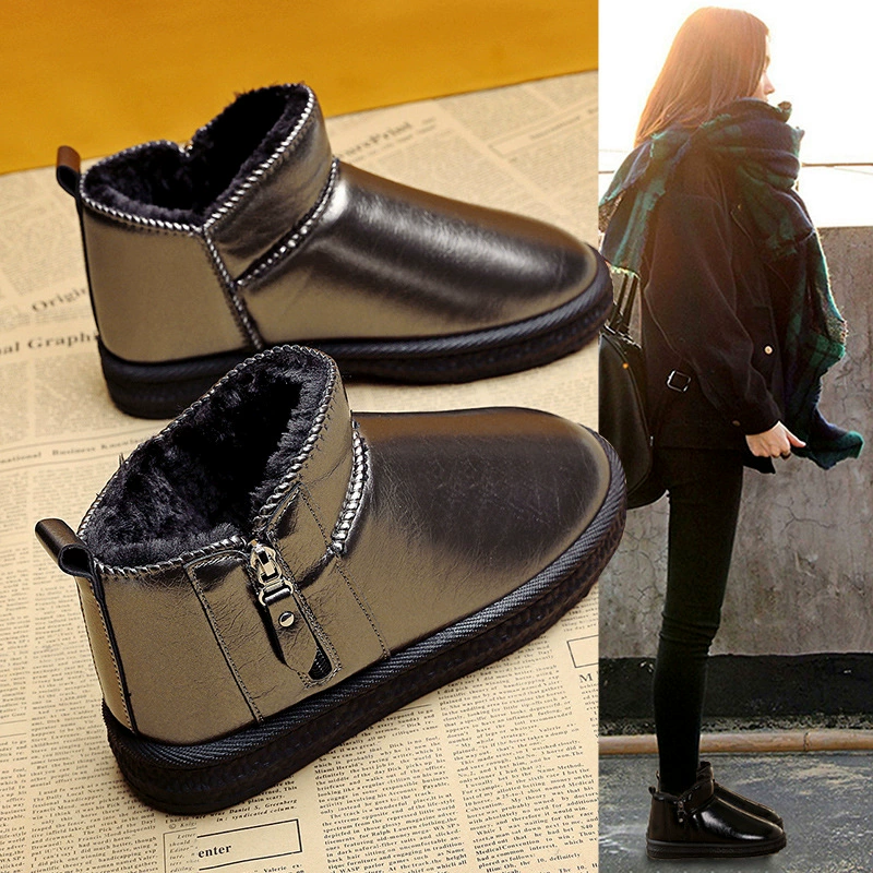 Зимние сапоги, женские зимние Новые короткие сапоги на флисовой подкладке, утолщенная популярная в Интернете женская обувь, универсальная хлопковая обувь на меху