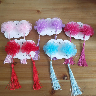 儿童汉服头饰古风流苏发卡玫瑰花朵发夹 宝宝汉服配饰中国风头饰|ms