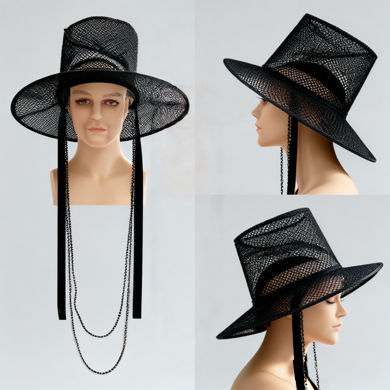 Korean hat for men, Yanbian Hanbok accessory, Yanji mesh hat, traditional high hat, official hat, Korean black mesh hat